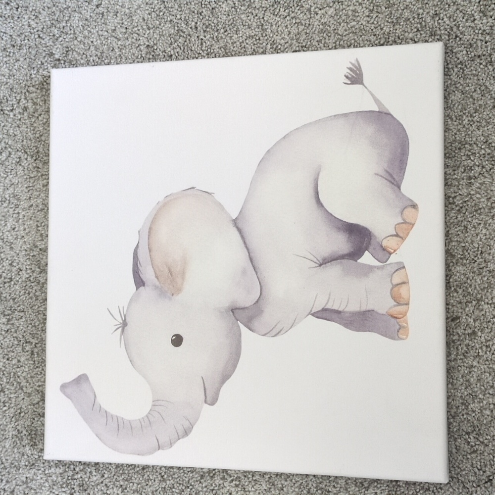 Set of 6 Animal Canvas Pictures Nursery Room Decor elephant giraffe lion monkey